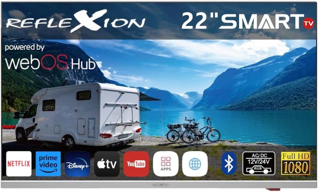 Reflexion Fernseher, Schwarz/Silber, Smart LED, LG webOSHub, Rahmenloser Wohnwagen/Wohnmobil/Camping/Caravan/Boot/LKW TV